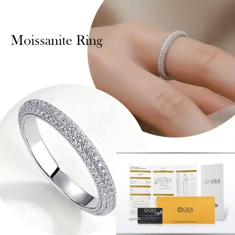 Certified Moissanite Eternity Ring in 14K Gold